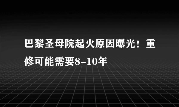 巴黎圣母院起火原因曝光！重修可能需要8-10年