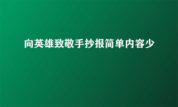 向英雄致敬手抄报简单内容少