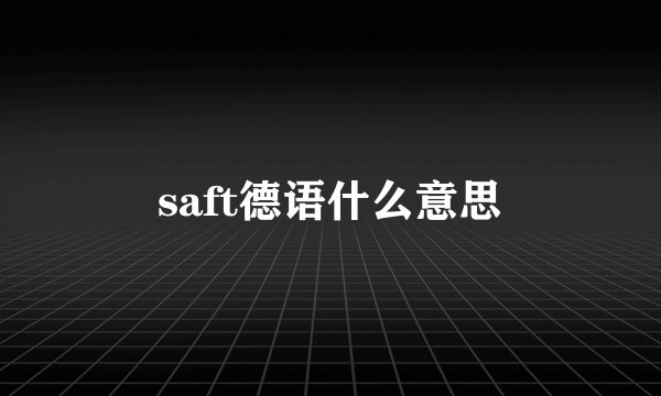 saft德语什么意思