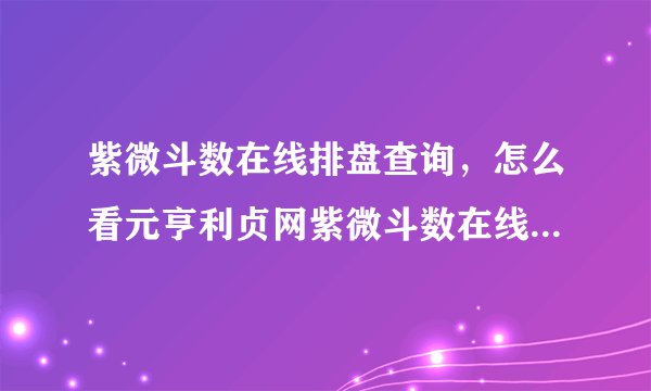 紫微斗数在线排盘查询，怎么看元亨利贞网紫微斗数在线排盘系统