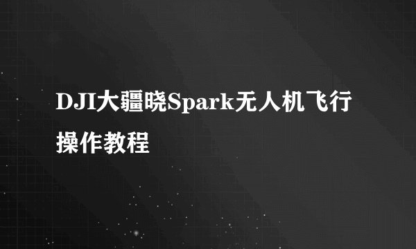 DJI大疆晓Spark无人机飞行操作教程