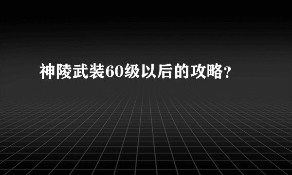 神陵武装60级以后的攻略？