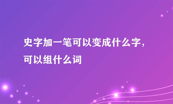 史字加一笔可以变成什么字，可以组什么词
