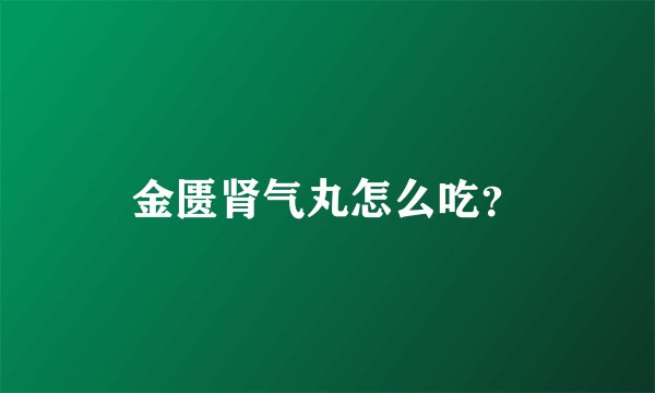 金匮肾气丸怎么吃？
