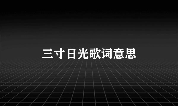 三寸日光歌词意思