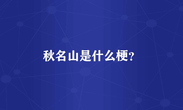 秋名山是什么梗？