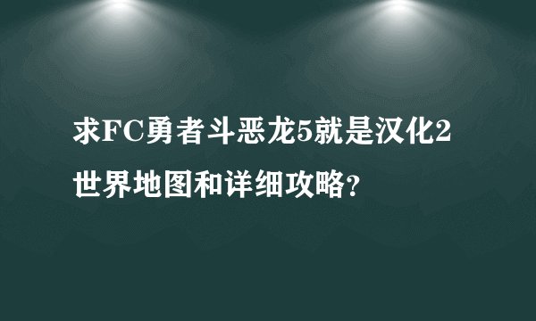 求FC勇者斗恶龙5就是汉化2世界地图和详细攻略？