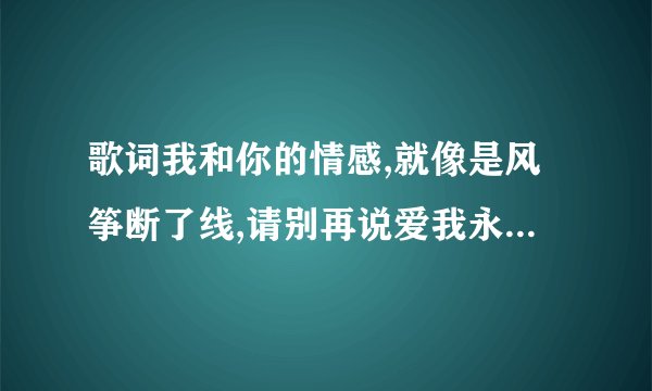 歌词我和你的情感,就像是风筝断了线,请别再说爱我永不变是什么歌?
