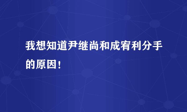 我想知道尹继尚和成宥利分手的原因！