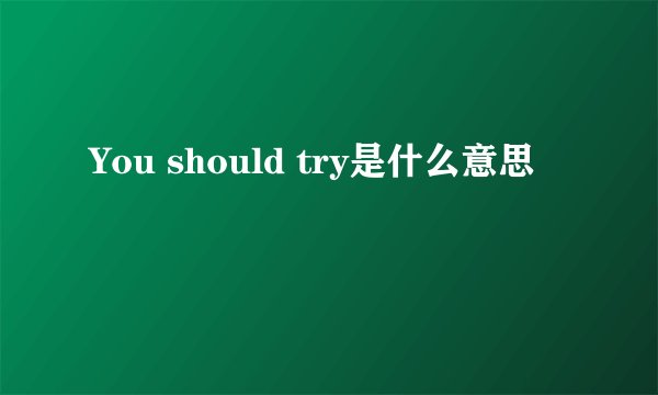 You should try是什么意思
