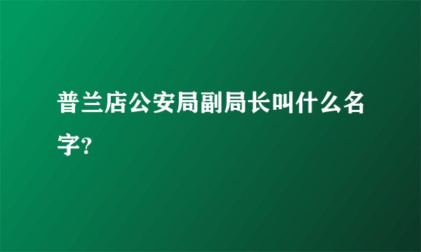 普兰店公安局副局长叫什么名字？
