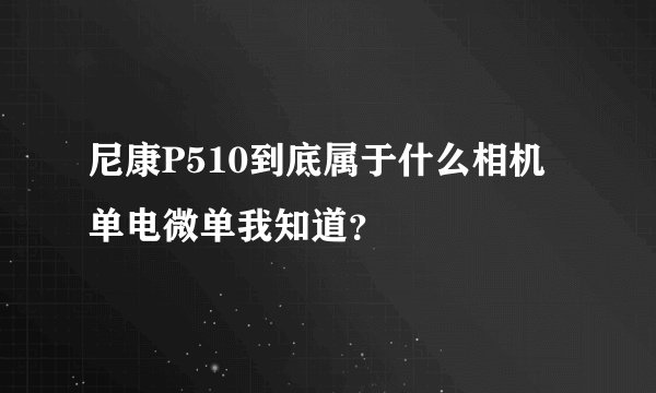 尼康P510到底属于什么相机单电微单我知道？