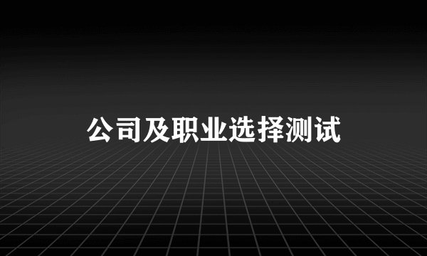 公司及职业选择测试