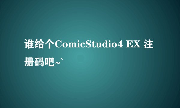 谁给个ComicStudio4 EX 注册码吧~`