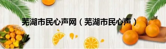 芜湖市民心声网（芜湖市民心声）