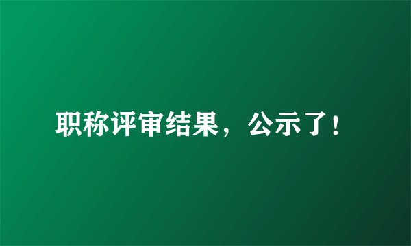 职称评审结果，公示了！