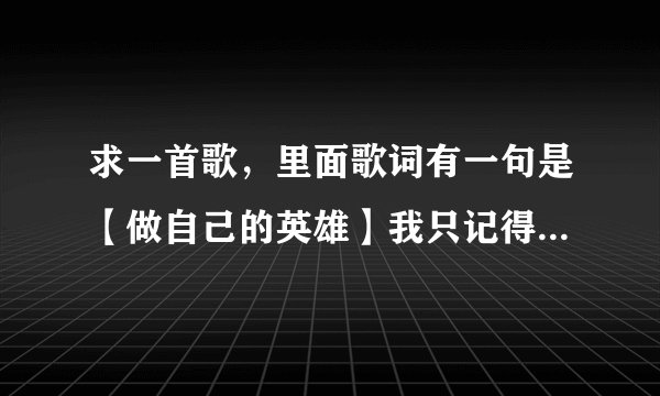 求一首歌，里面歌词有一句是【做自己的英雄】我只记得这一句了，歌名是什么？