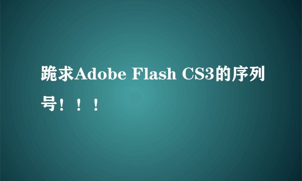 跪求Adobe Flash CS3的序列号！！！