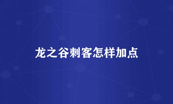 龙之谷刺客怎样加点