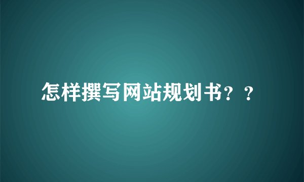 怎样撰写网站规划书？？