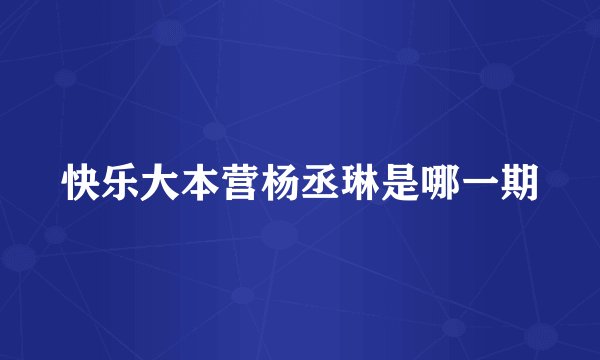 快乐大本营杨丞琳是哪一期