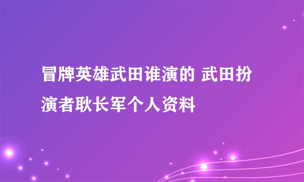 冒牌英雄武田谁演的 武田扮演者耿长军个人资料