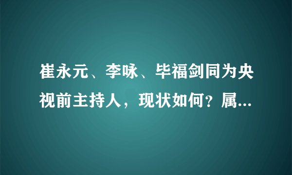 崔永元、李咏、毕福剑同为央视前主持人，现状如何？属他最成功