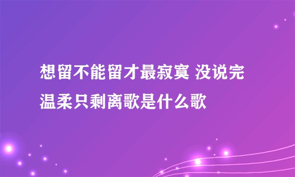 想留不能留才最寂寞 没说完温柔只剩离歌是什么歌