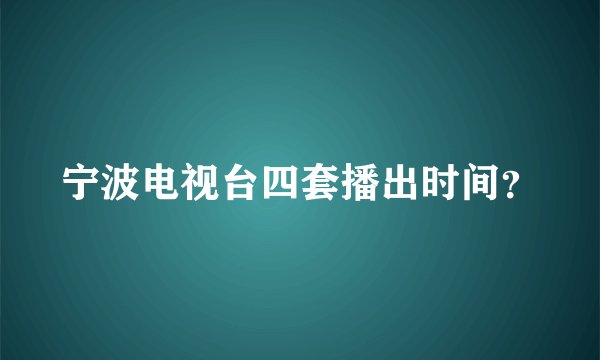 宁波电视台四套播出时间？