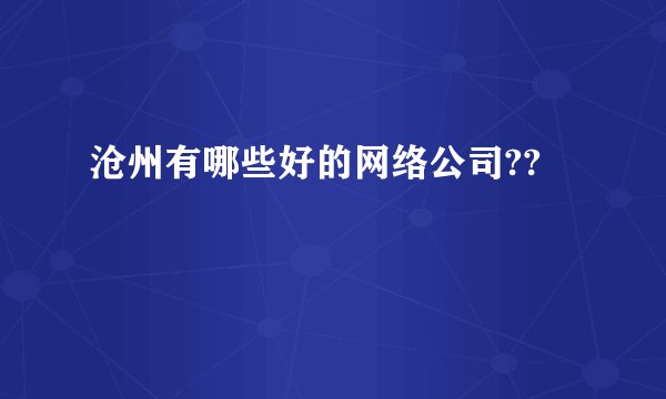沧州有哪些好的网络公司??