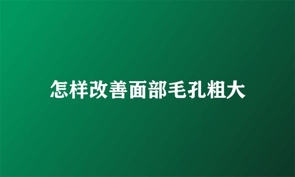 怎样改善面部毛孔粗大
