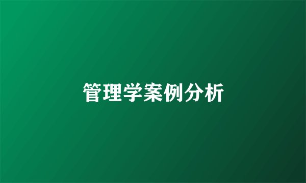 管理学案例分析