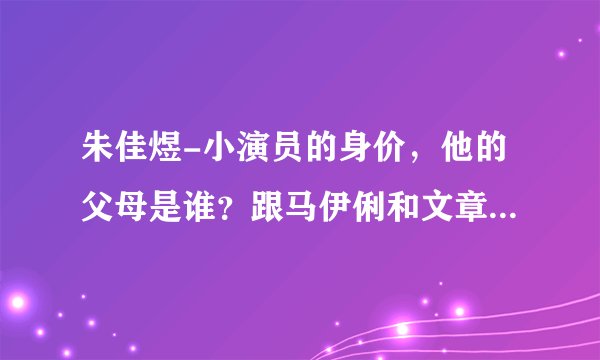 朱佳煜-小演员的身价，他的父母是谁？跟马伊俐和文章的关系是什么？（小爸爸）电视剧