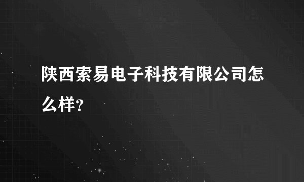 陕西索易电子科技有限公司怎么样？