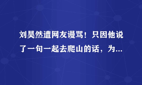 刘昊然遭网友谩骂！只因他说了一句一起去爬山的话，为何会遭人骂？