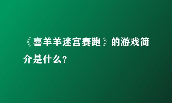 《喜羊羊迷宫赛跑》的游戏简介是什么？