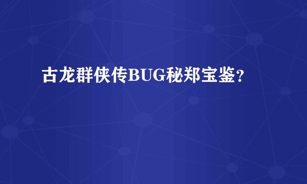 古龙群侠传BUG秘郑宝鉴？