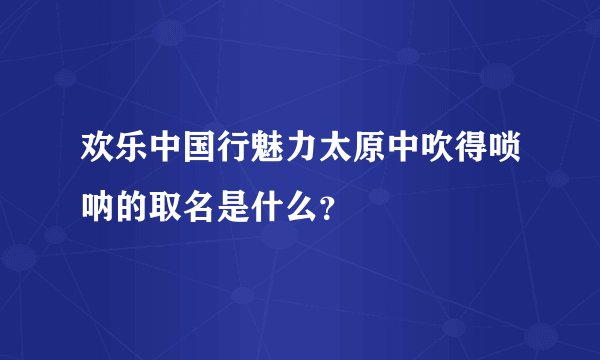 欢乐中国行魅力太原中吹得唢呐的取名是什么？