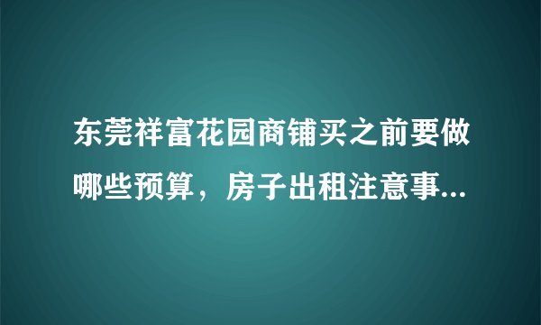 东莞祥富花园商铺买之前要做哪些预算，房子出租注意事项有哪些？