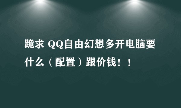 跪求 QQ自由幻想多开电脑要什么（配置）跟价钱！！