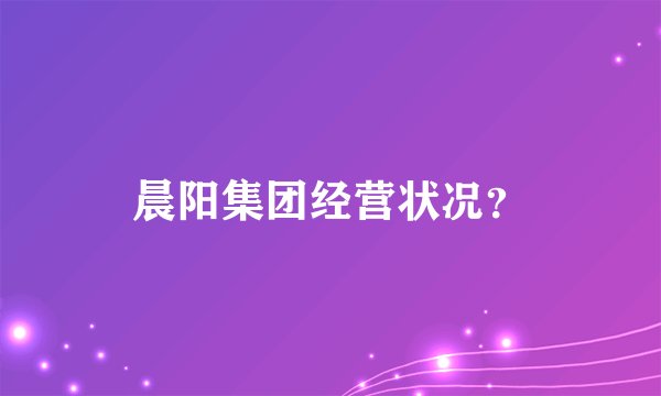 晨阳集团经营状况？