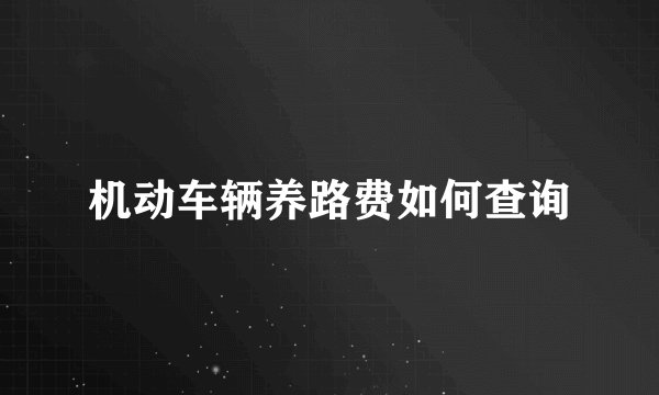 机动车辆养路费如何查询