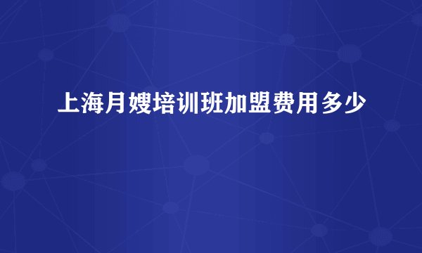 上海月嫂培训班加盟费用多少