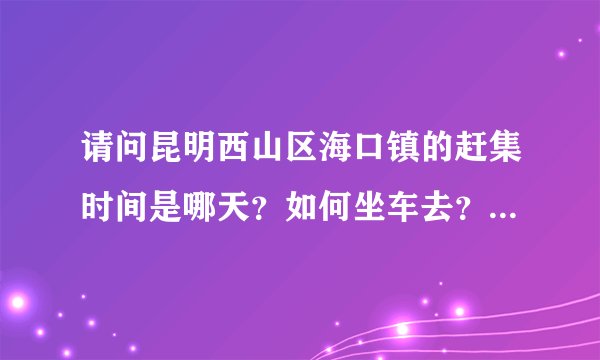 请问昆明西山区海口镇的赶集时间是哪天？如何坐车去？车票是多少？那里有什么好玩的地方？有什么小吃？