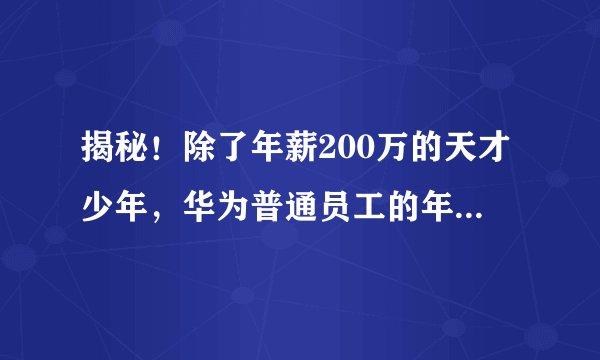 揭秘！除了年薪200万的天才少年，华为普通员工的年薪是多少呢？