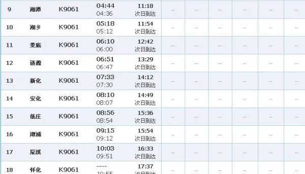 k9060火车经过哪些站台