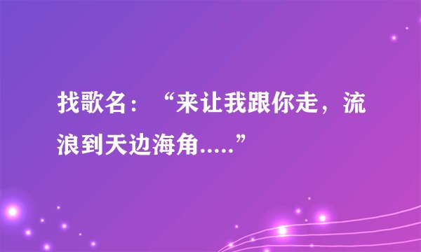 找歌名：“来让我跟你走，流浪到天边海角.....”