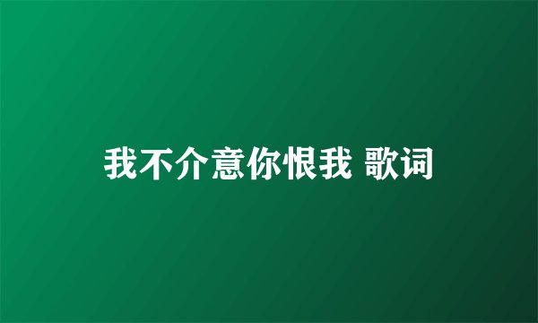 我不介意你恨我 歌词