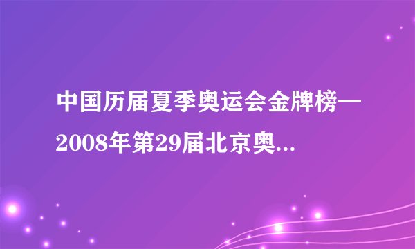 中国历届夏季奥运会金牌榜—2008年第29届北京奥运会中国所获金牌情况