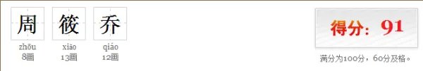 周筱乔名字打分多少